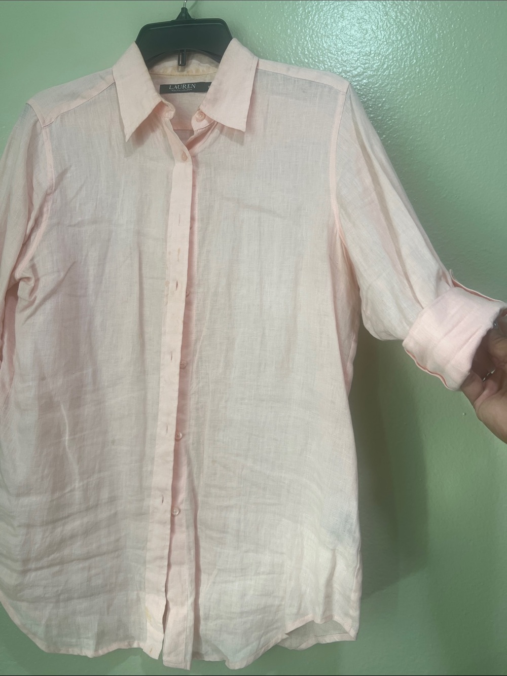 Lauren Ralph Lauren Light Pink Linen Button-Up Shirt